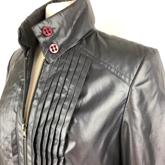 Emil Rutenberg M Pleated Peplum Jacket Zip Gray - Picture 4 of 8